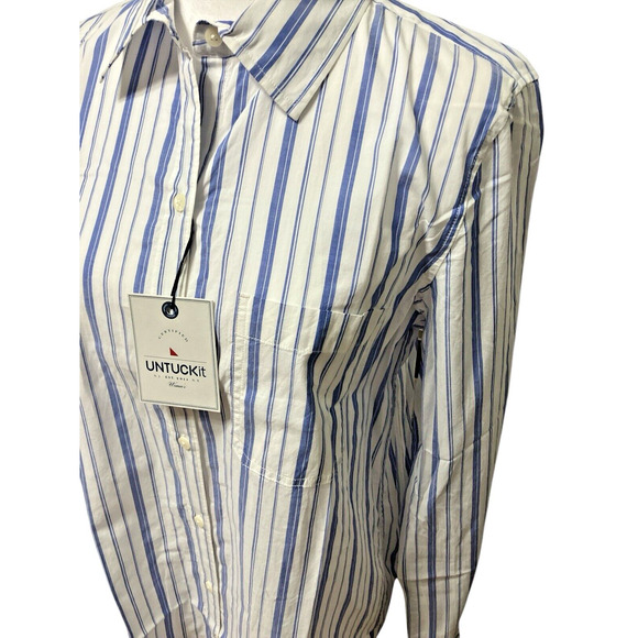 UNTUCKit Women's  Button Down Shirt Striped Cotton Sz 6 Academia Casual - Picture 5 of 7